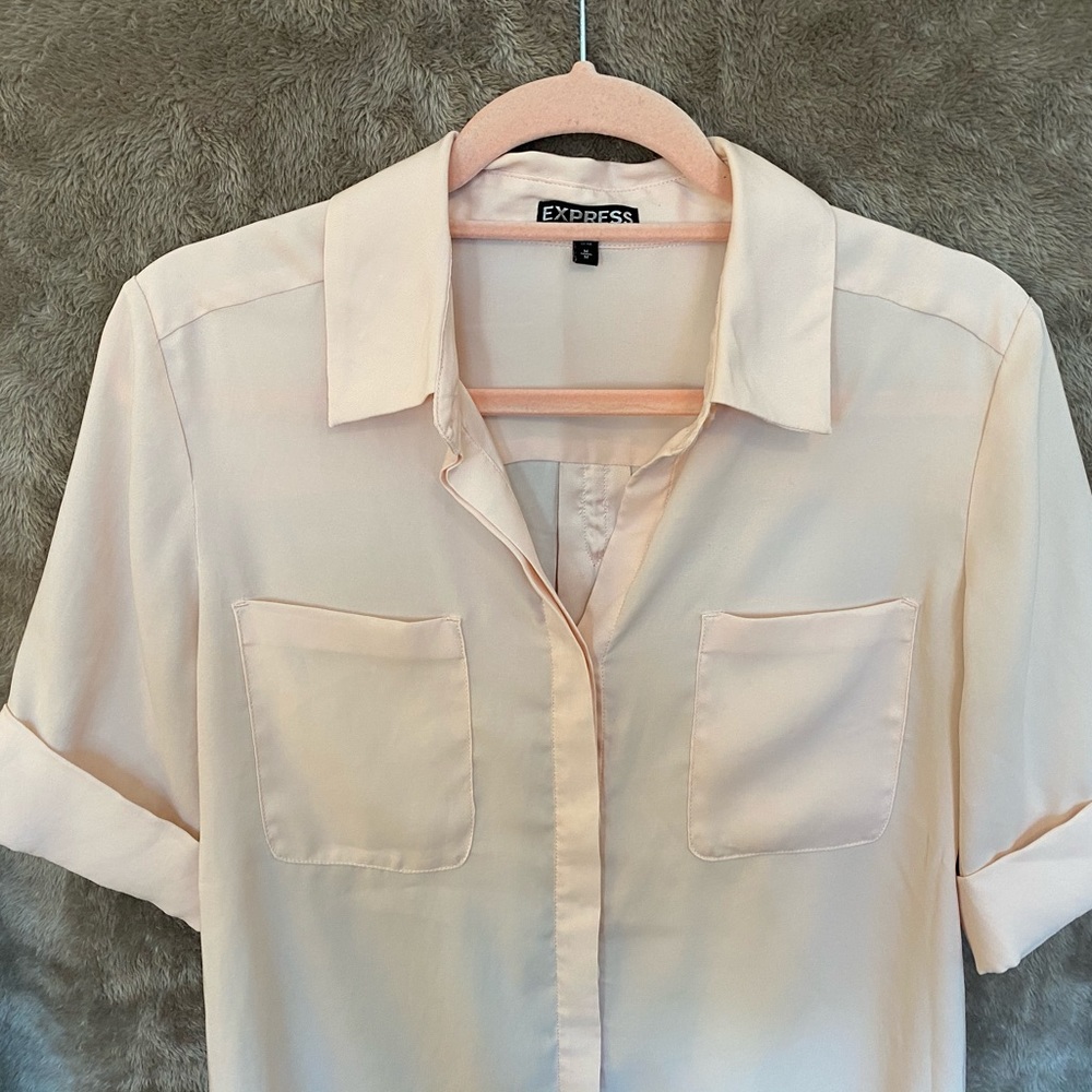 Express Button-Down Pale Pink Blouse - image 6